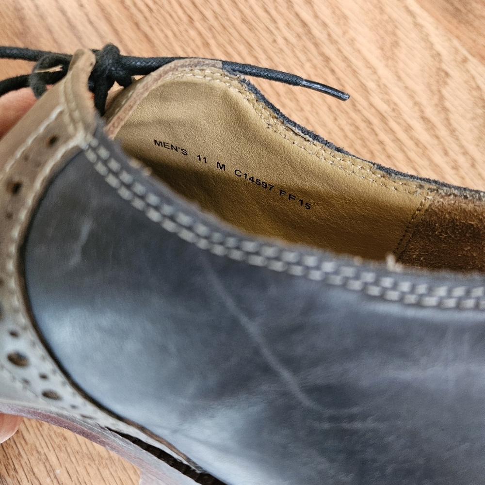 Cole Haan Two-Tone Navy Blue and Brown Leather Oxfords - Picture 4 of 6